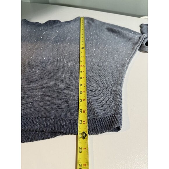 Gigi Moda Womens Sweater One Size OS Blue Sparkle Batwing Shimmer Metallic - Picture 5 of 5